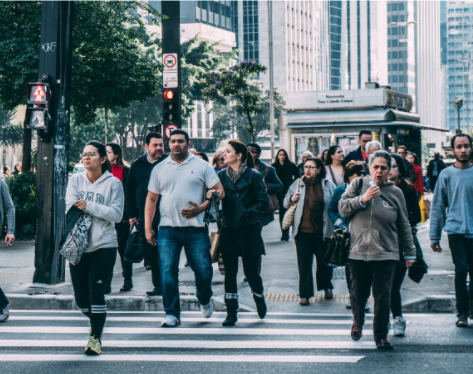 pedestrians walking in a crosswalk